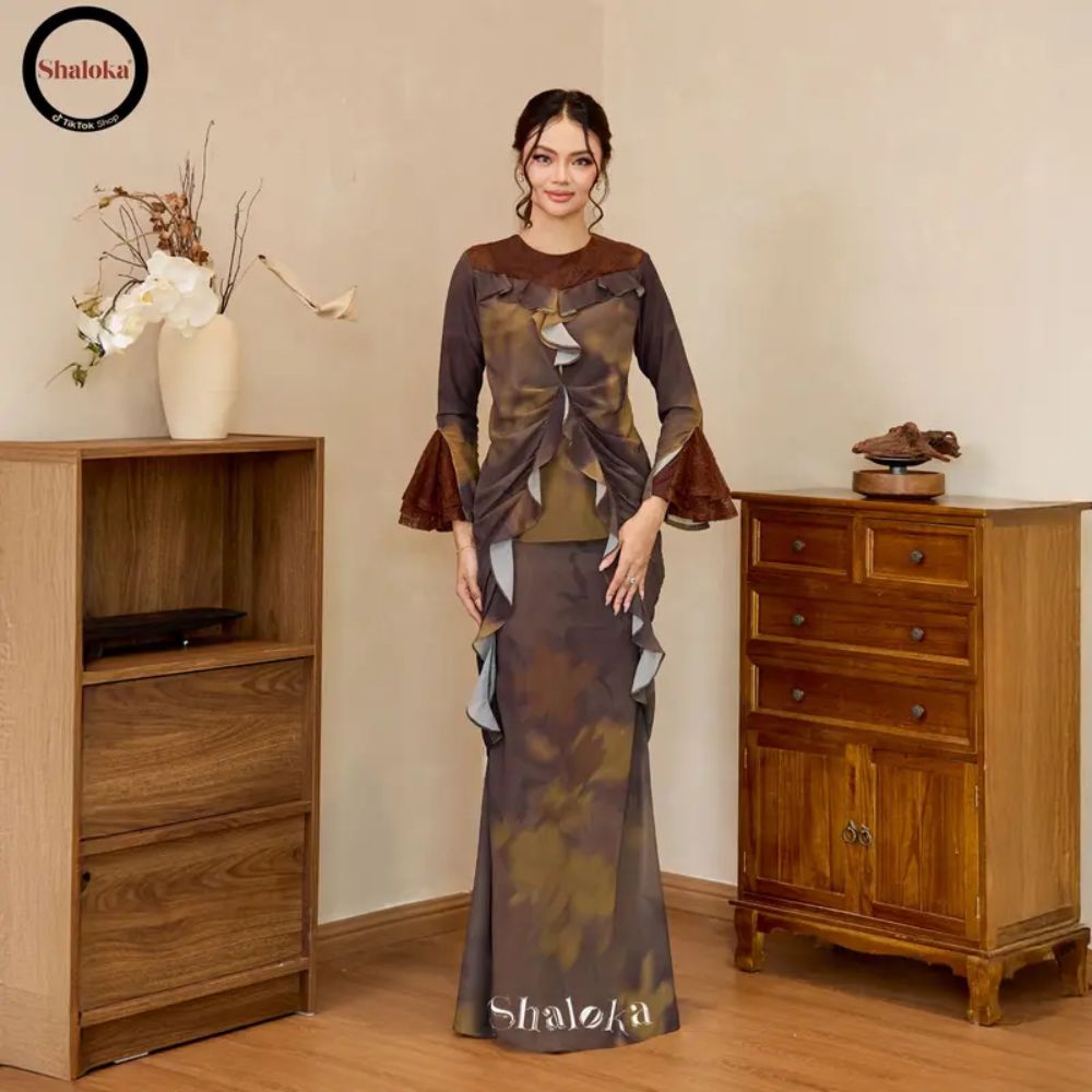 PRE ORDER | Nora Kurung Labuh Printed Chiffon Lace Moden