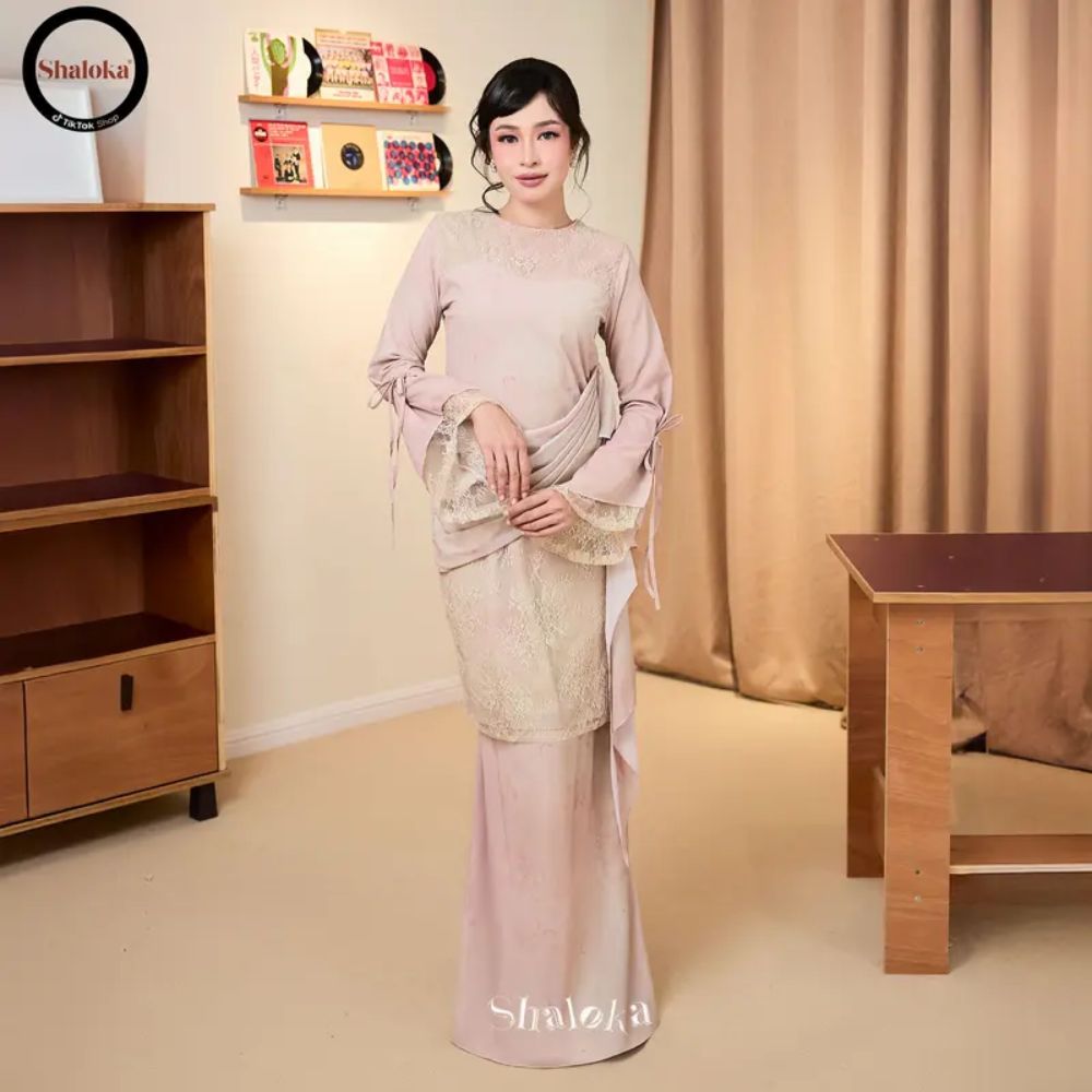 Fleur Kurung Labuh Printed Chiffon Lace Moden