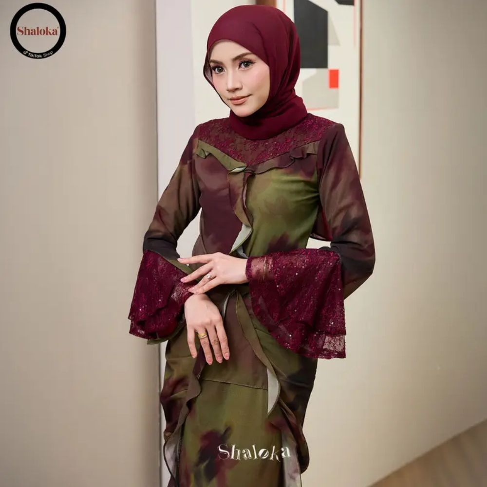 PRE ORDER | Nora Kurung Labuh Printed Chiffon Lace Moden