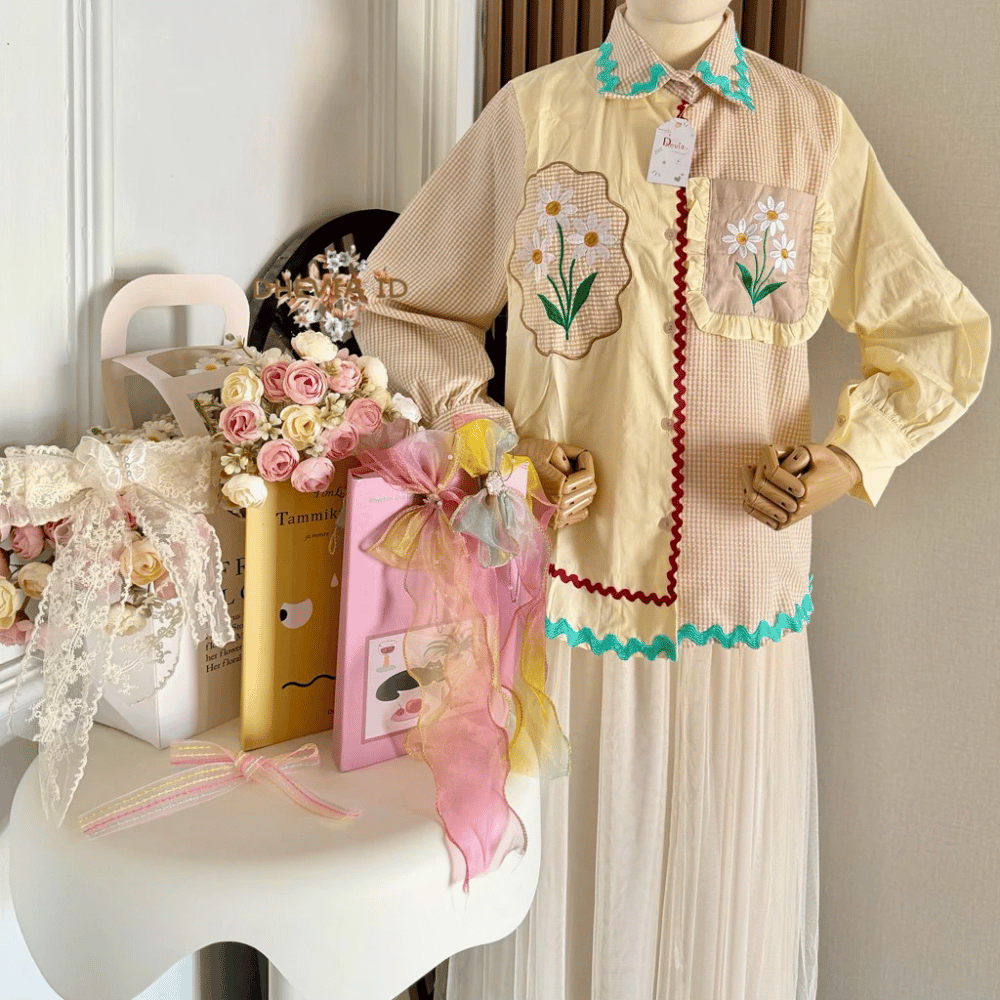 PRE ORDER | Milea Two-Tone Embroidered Blouse