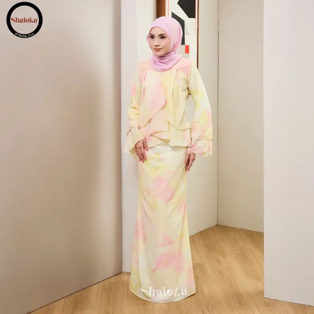 PRE ORDER | EvaRose Kurung Doll Printed Chiffon Lace Moden