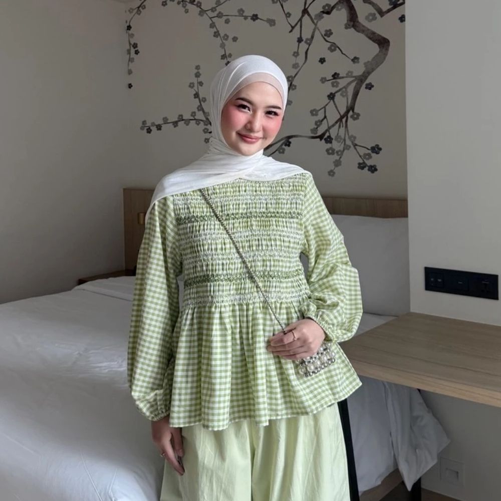 Embroidered Checkered Blouse