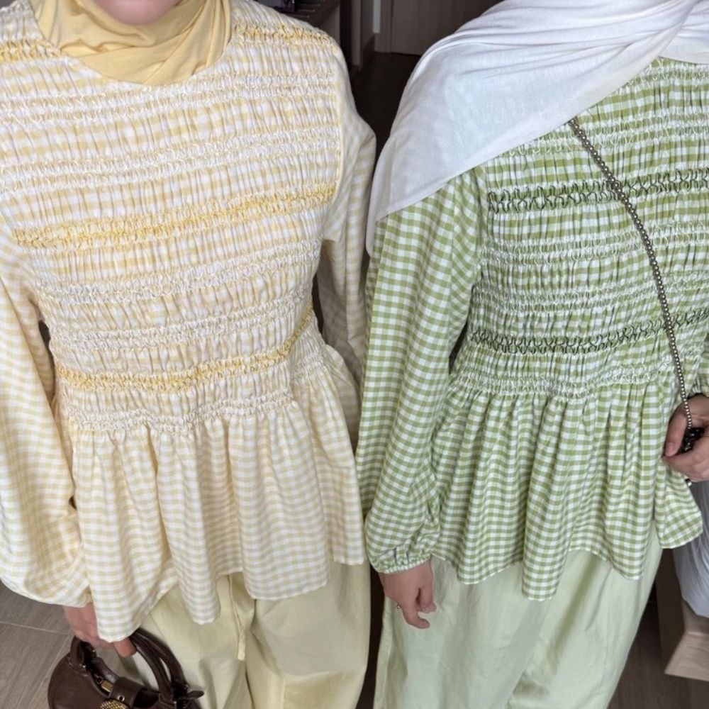 Embroidered Checkered Blouse