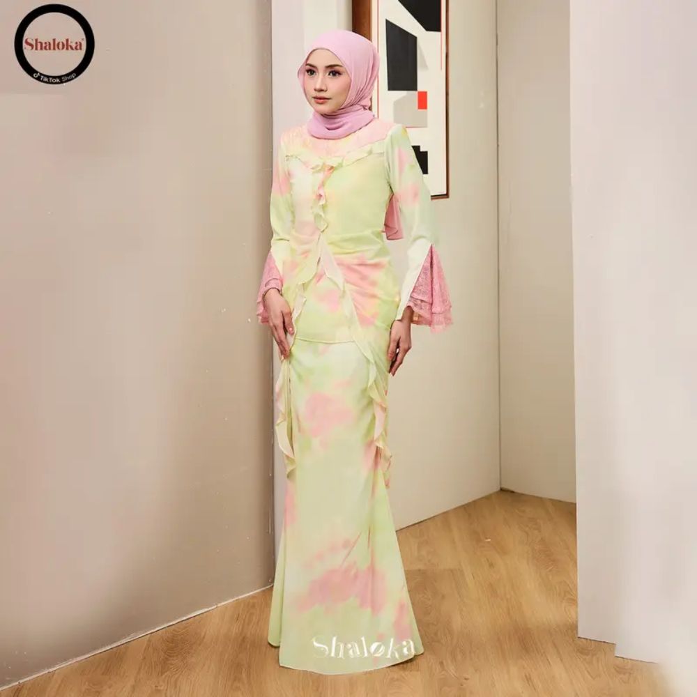 PRE ORDER | Nora Kurung Labuh Printed Chiffon Lace Moden