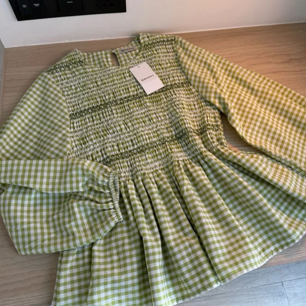 Embroidered Checkered Blouse
