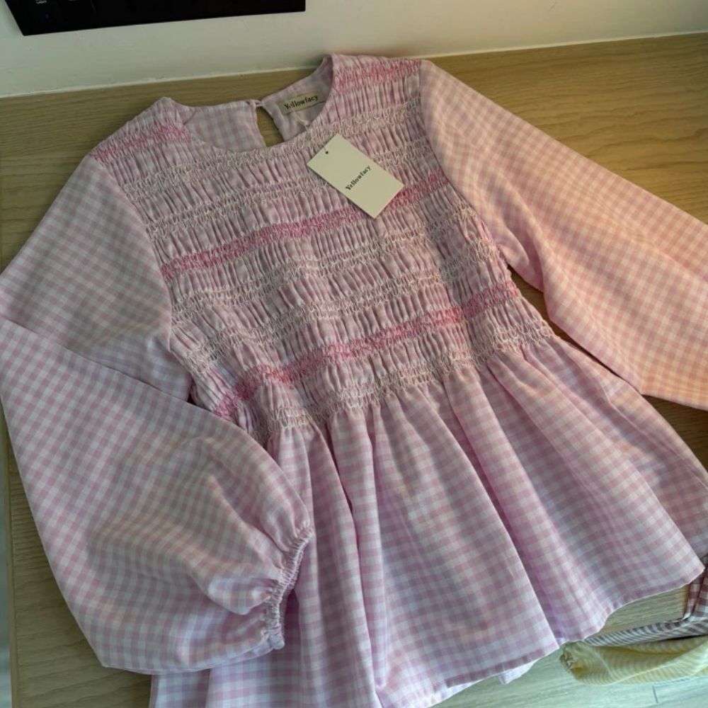 Embroidered Checkered Blouse