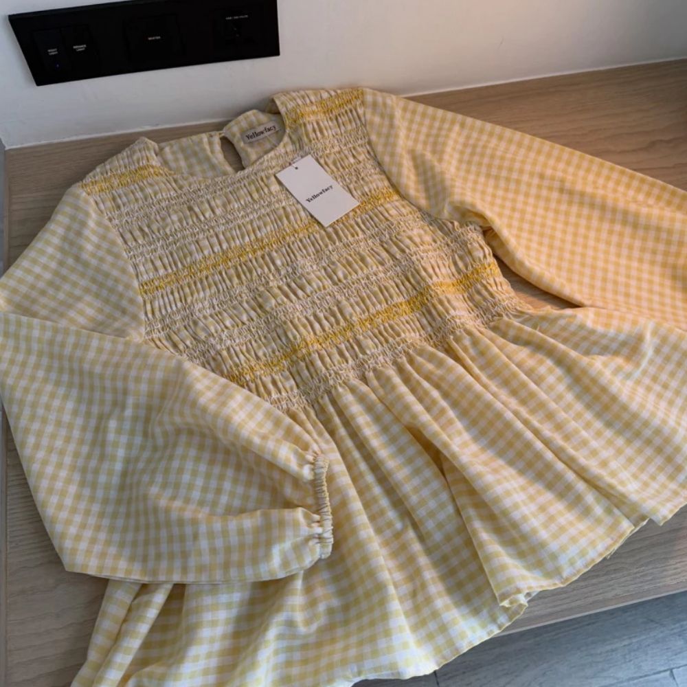 Embroidered Checkered Blouse