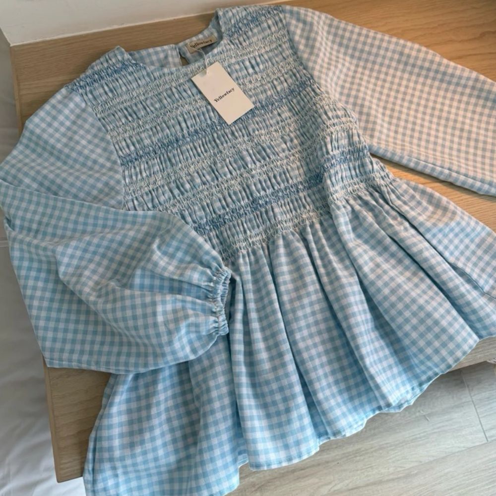 Embroidered Checkered Blouse