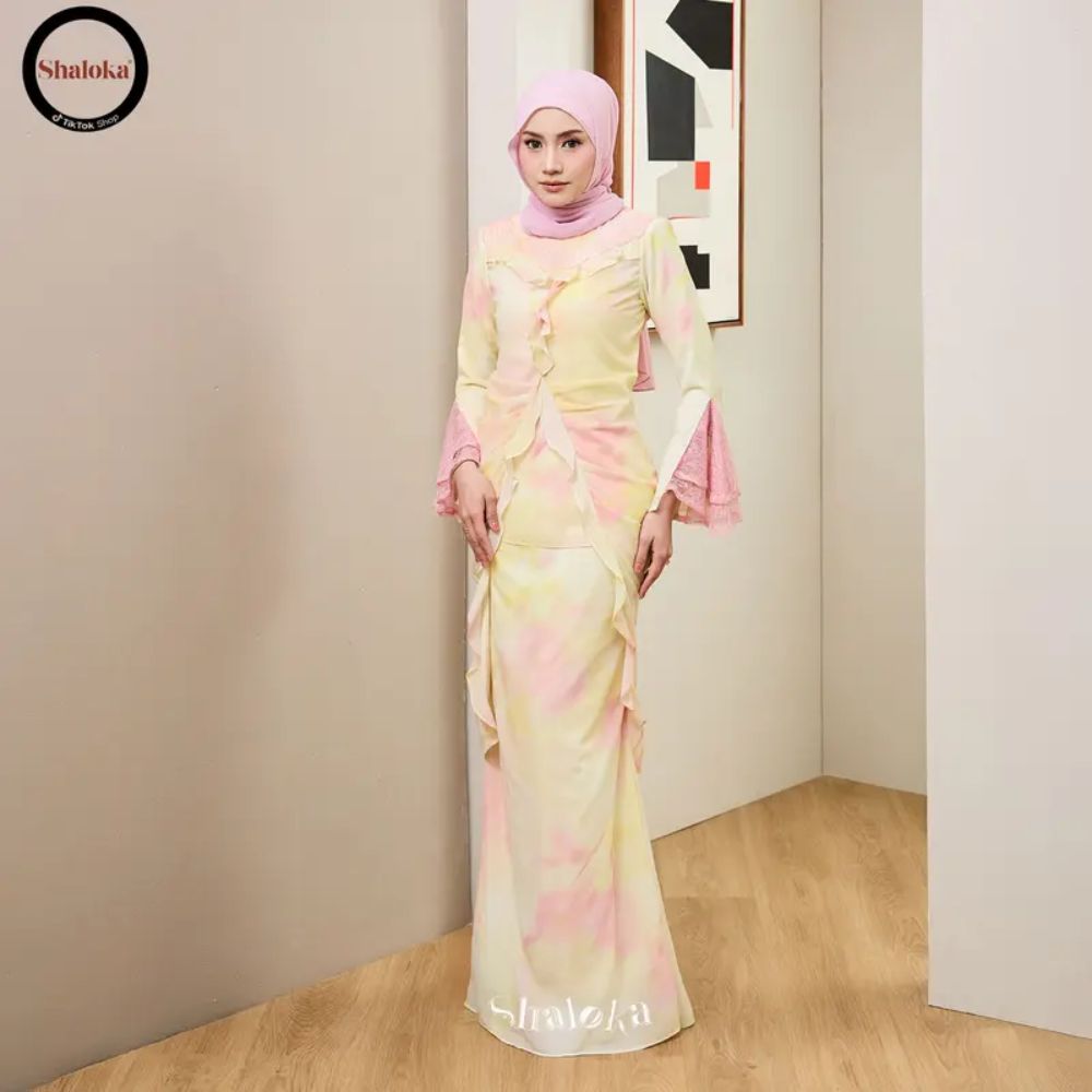 PRE ORDER | Nora Kurung Labuh Printed Chiffon Lace Moden