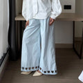 Love Embroidery Poplin Pants