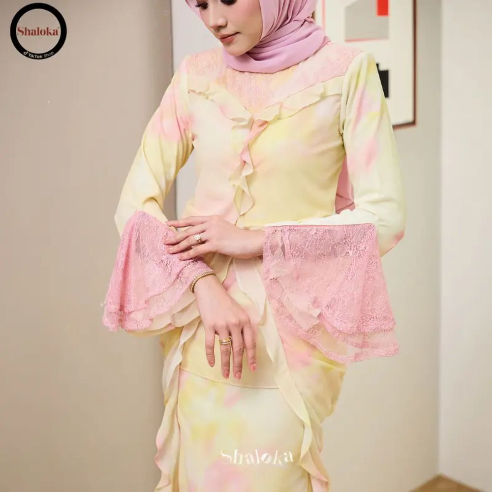 PRE ORDER | Nora Kurung Labuh Printed Chiffon Lace Moden
