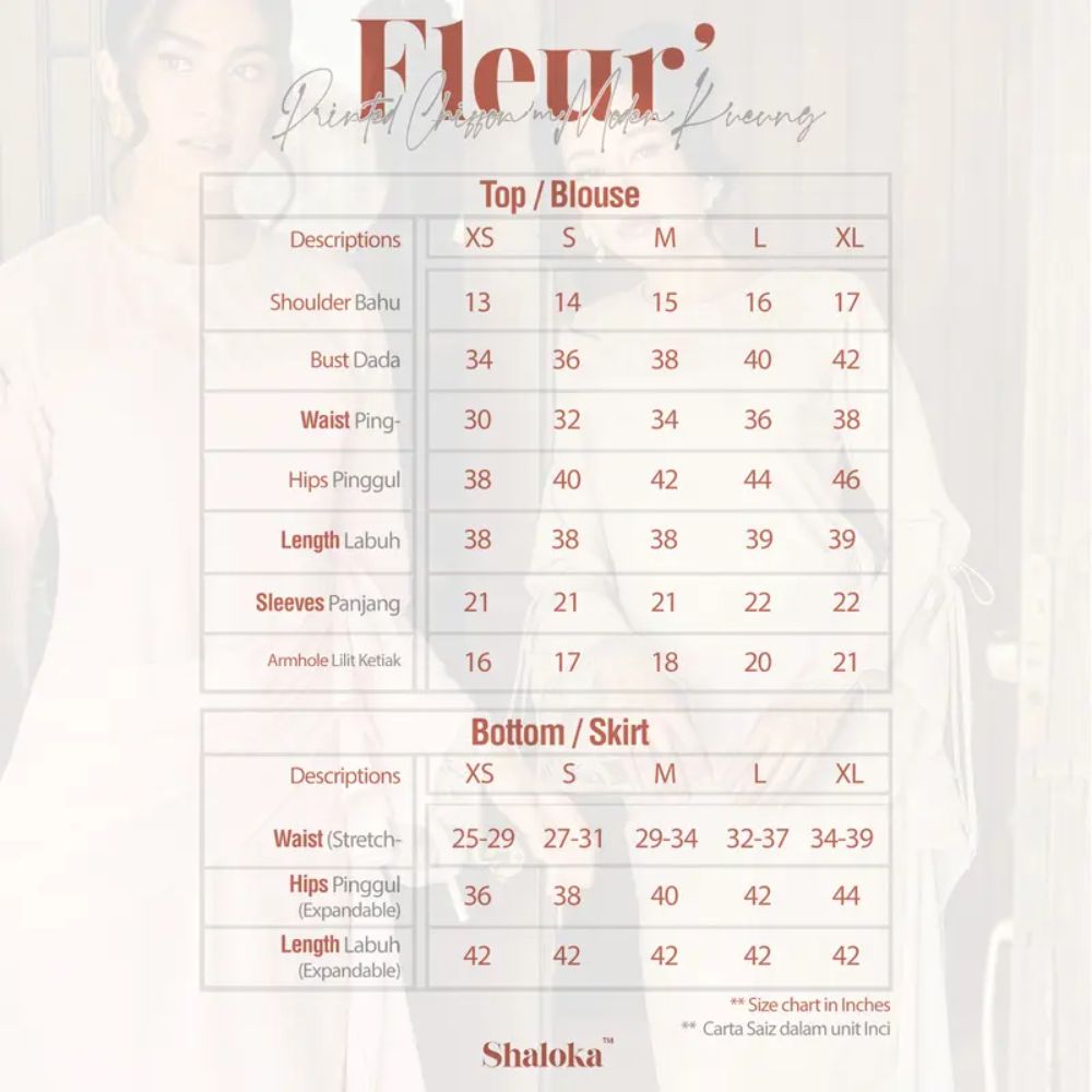 Fleur Kurung Labuh Printed Chiffon Lace Moden