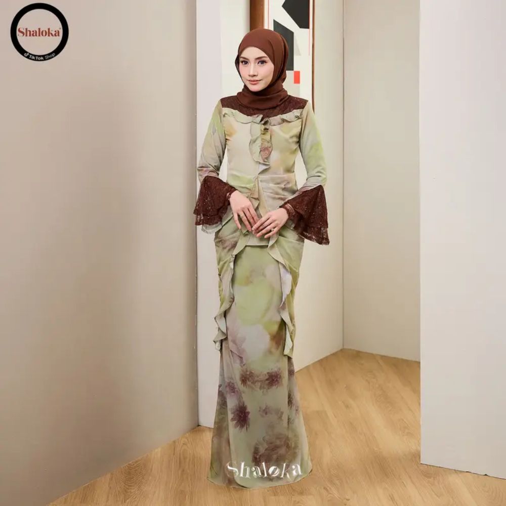 PRE ORDER | Nora Kurung Labuh Printed Chiffon Lace Moden