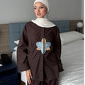 Orchid Embroidery Cotton Shirt