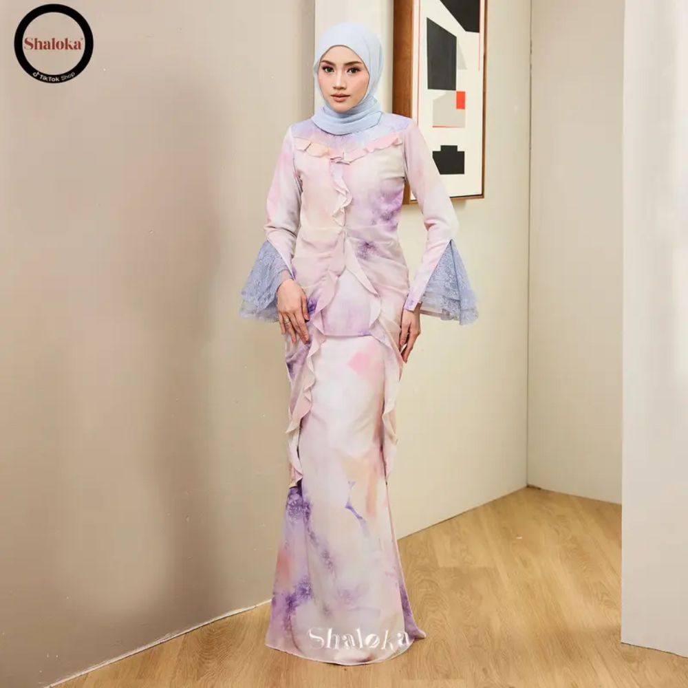 PRE ORDER | Nora Kurung Labuh Printed Chiffon Lace Moden