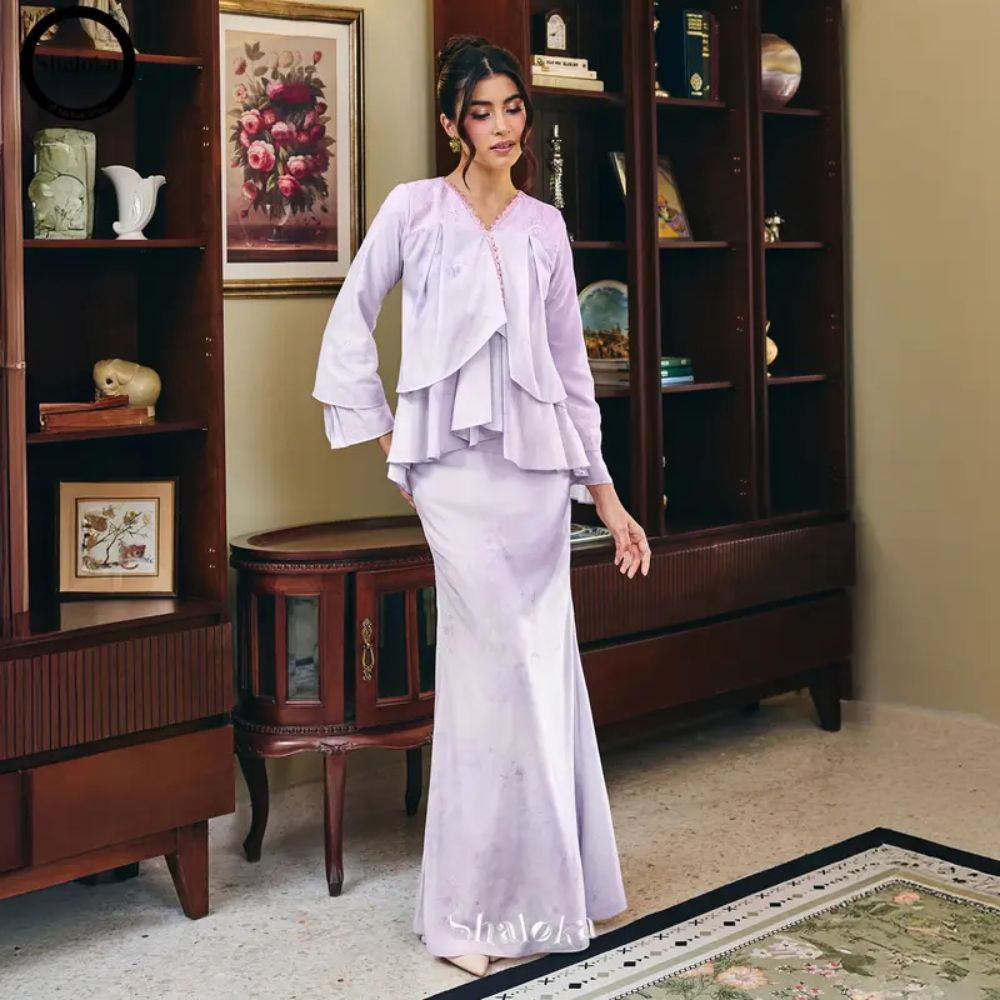 PRE ORDER | EvaRose Kurung Doll Printed Chiffon Lace Moden