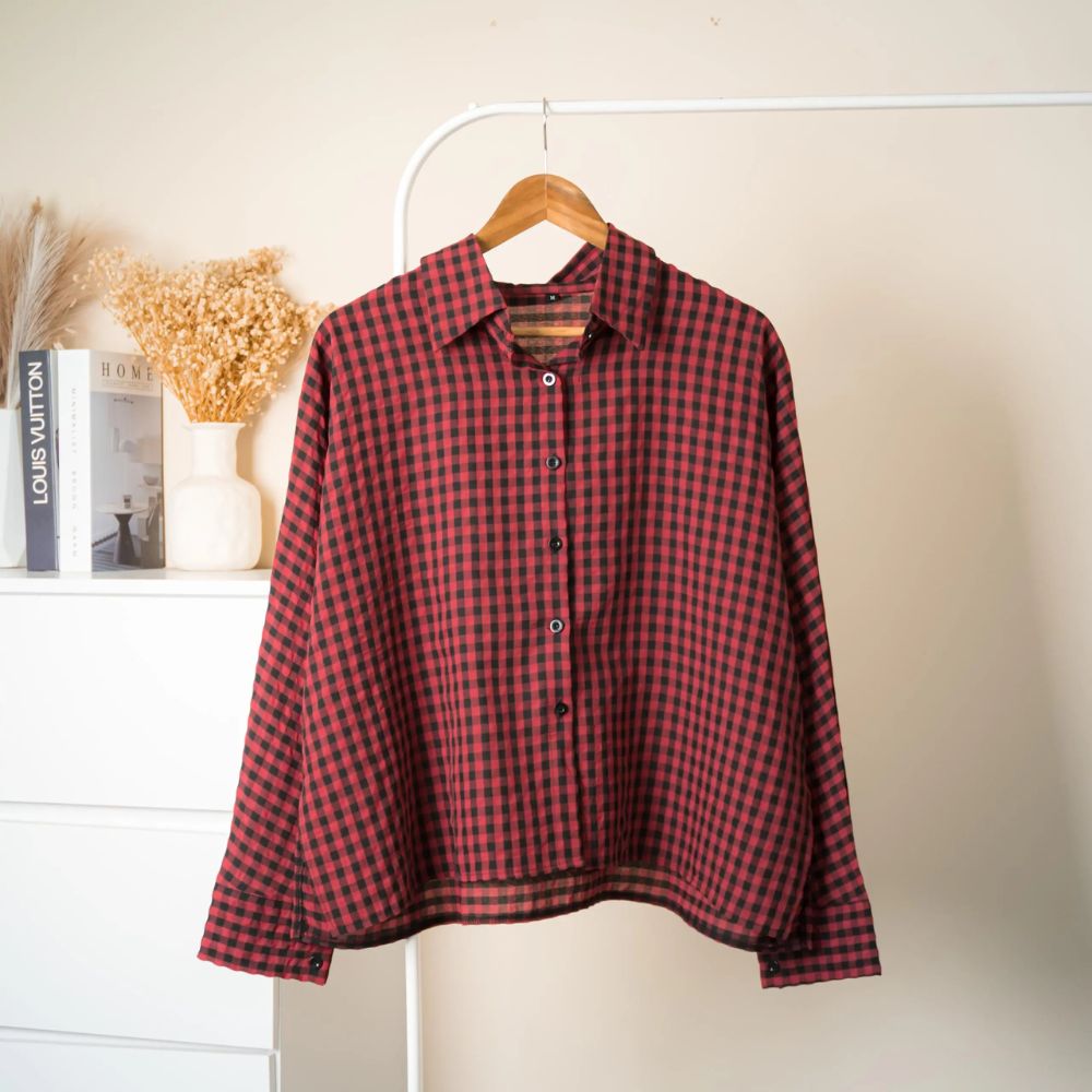 Elsie Plaid Batwing Top