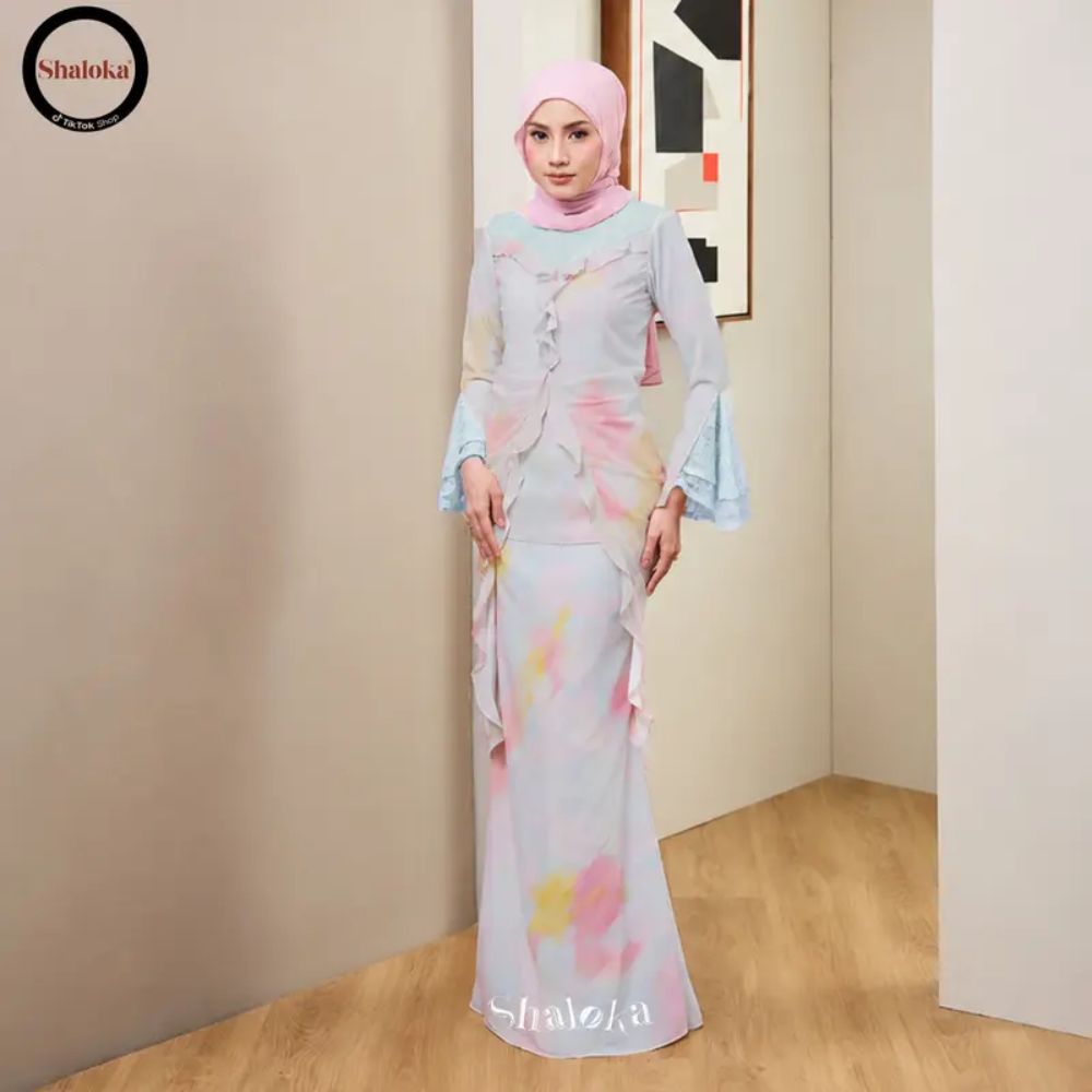 PRE ORDER | Nora Kurung Labuh Printed Chiffon Lace Moden