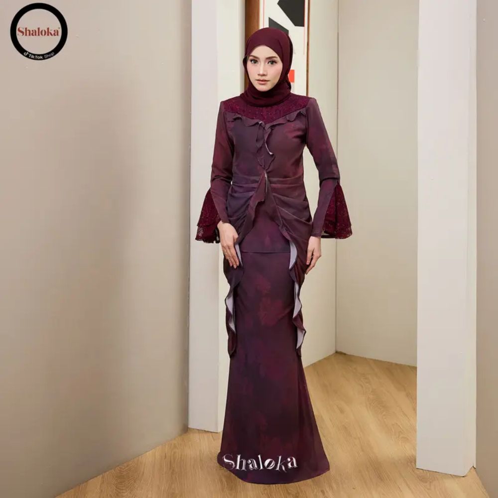 PRE ORDER | Nora Kurung Labuh Printed Chiffon Lace Moden